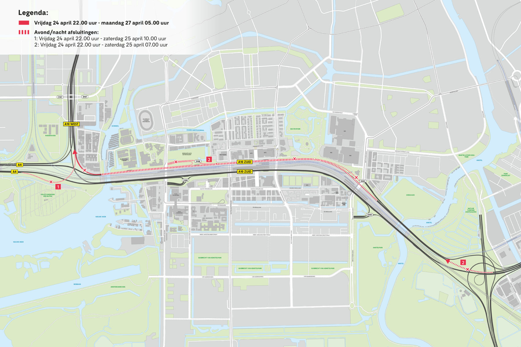 afsluiting 24-27 april 2026 a10 zuid verbinding a10 west