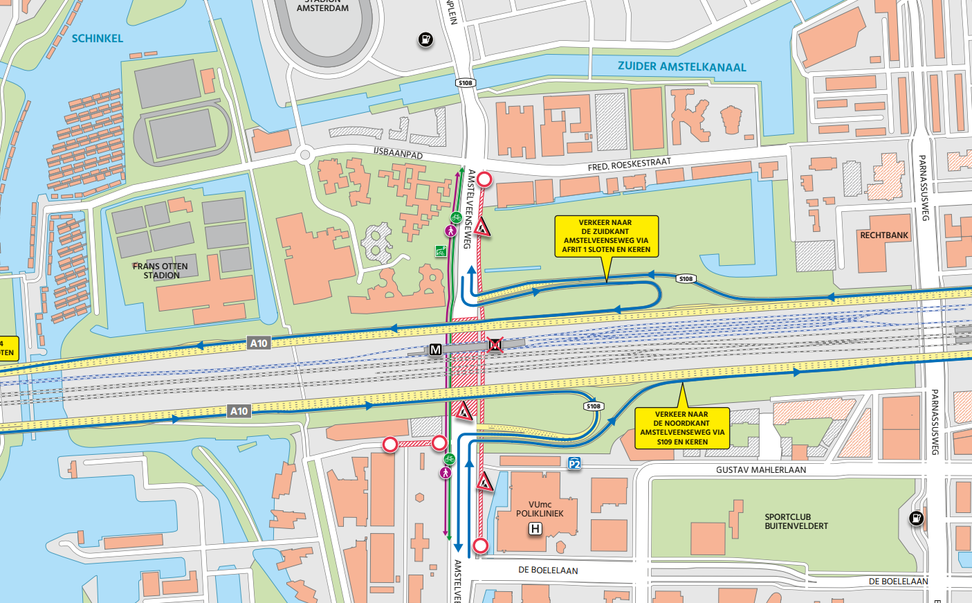 Afsluiting en omleidingen Amstelveenseweg 3 juli - 17 augustus 2026